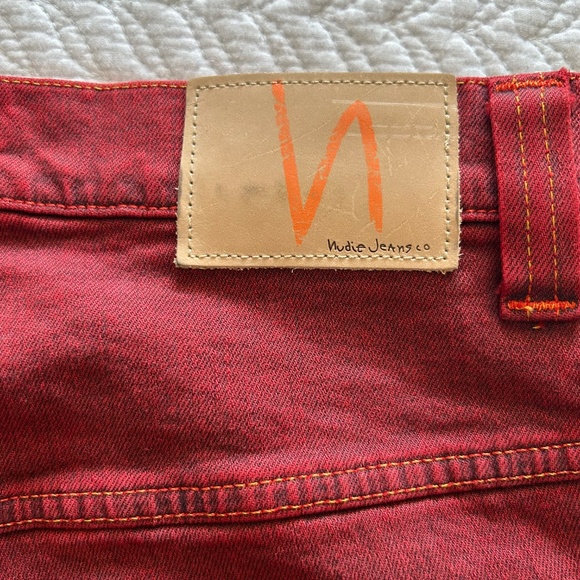 Nudie Jeans Thin Finn Organic Cotton Slim Fit Icon Red Waist Size 31 Unisex - Picture 6 of 15